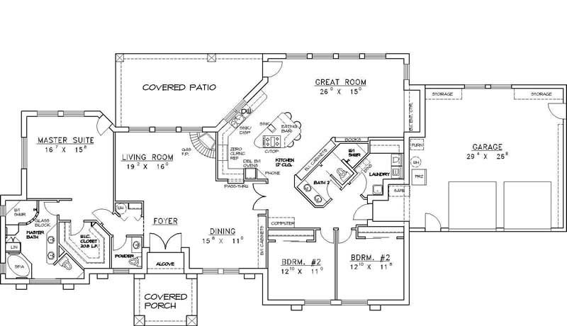 Floor Plan First Story of Concrete Block/ ICF Design Plan #132-1455