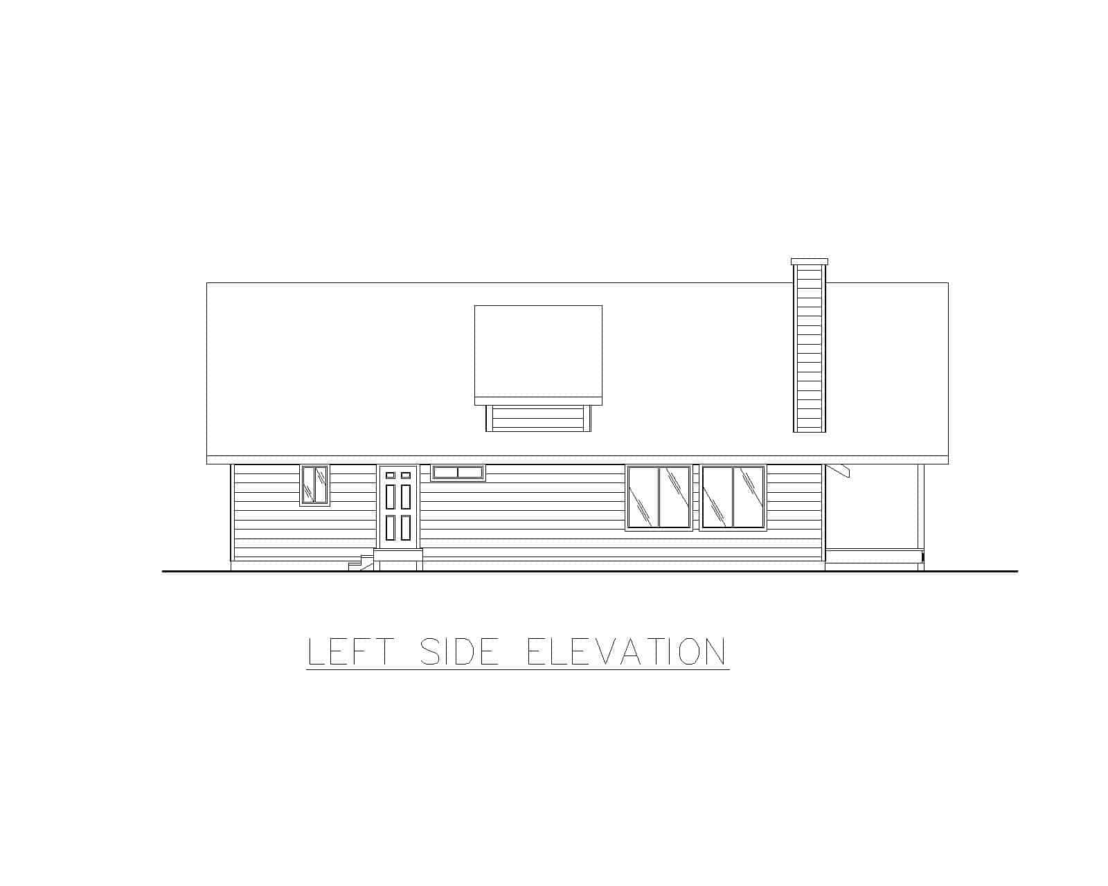 Home Plan Left Elevation of this 2-Bedroom,1600 Sq Ft Plan -132-1456