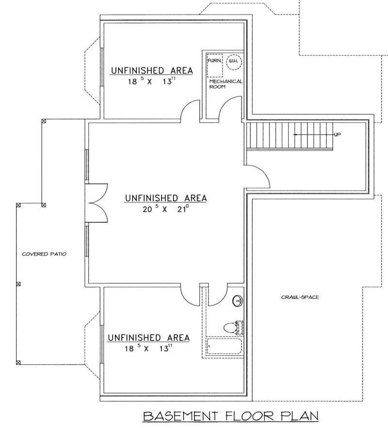 Floor Plan Basement of Southern Plan #132-1457