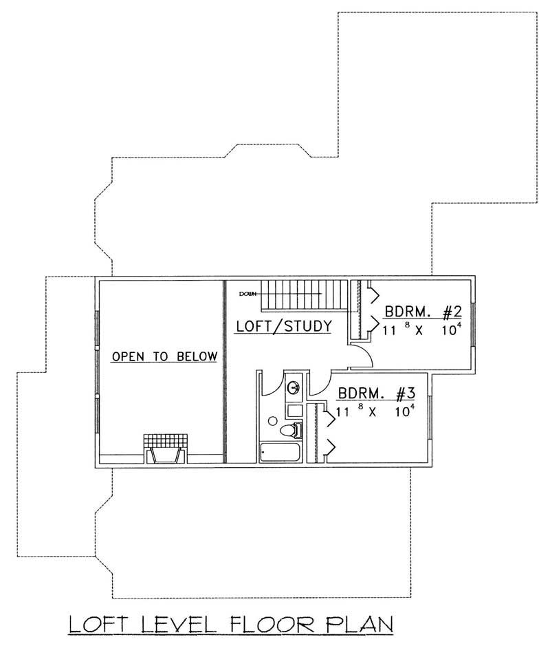 Floor Plan Second Story of Southern Plan #132-1457