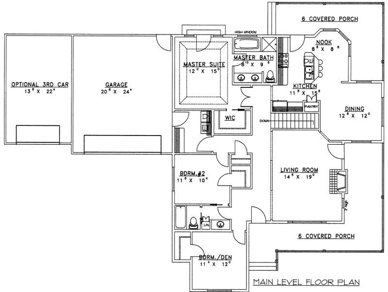Floor Plan First Story of Ranch Plan #132-1458
