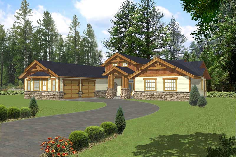 Front Elevation of this Craftsman House (#132-1459) at The Plan Collection.