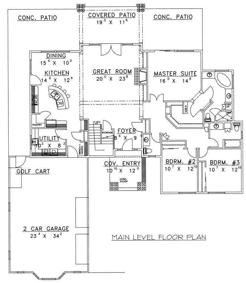 Floor Plan First Story of Craftsman Plan #132-1459