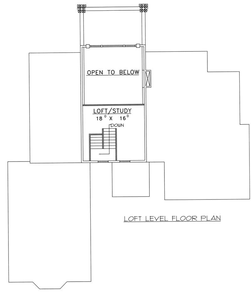 Floor Plan Second Story of Craftsman Plan #132-1459