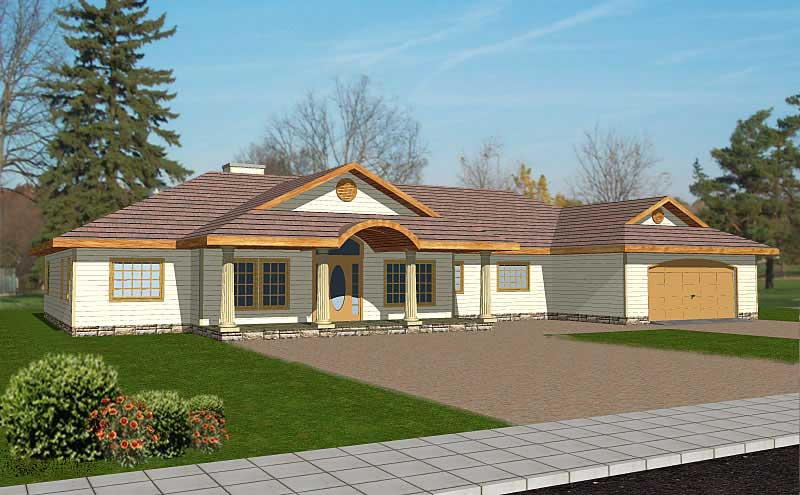 Front Elevation of this Contemporary House (#132-1461) at The Plan Collection.