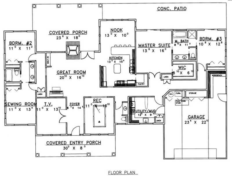 Floor Plan First Story of Contemporary Plan #132-1461
