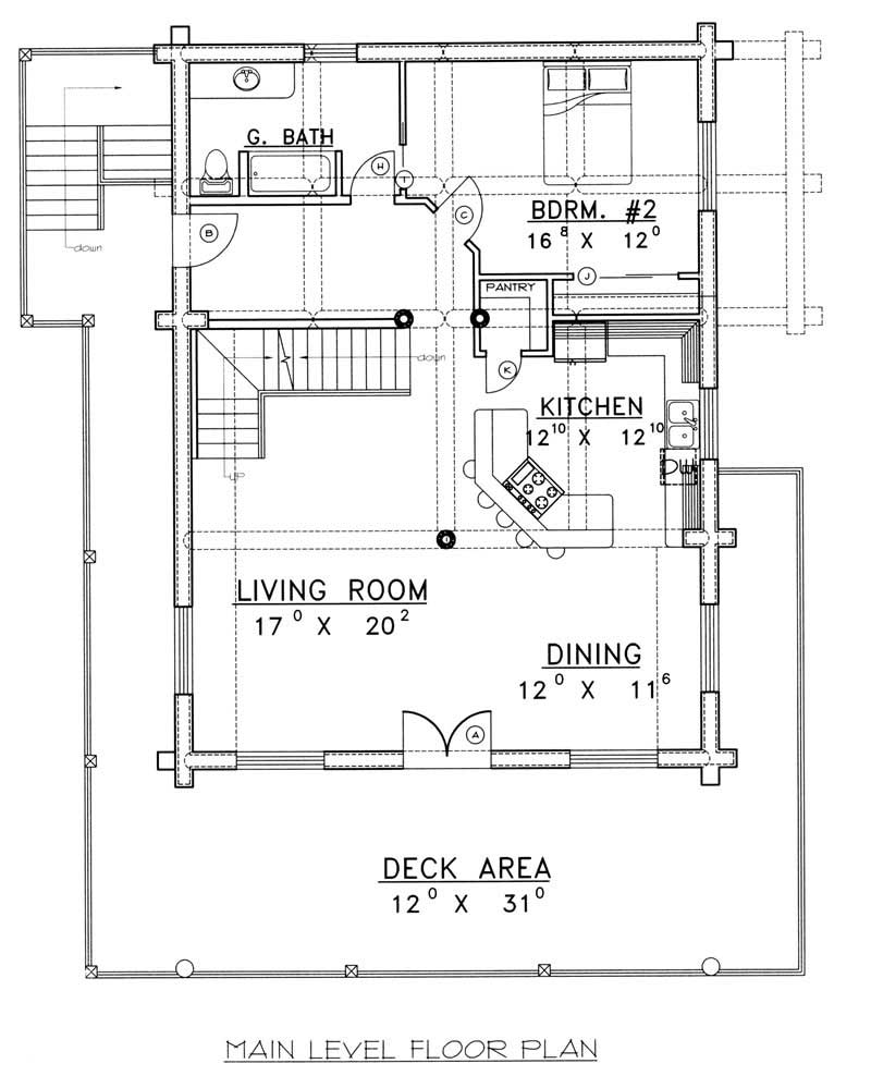 Floor Plan First Story of Log Cabin Plan #132-1463