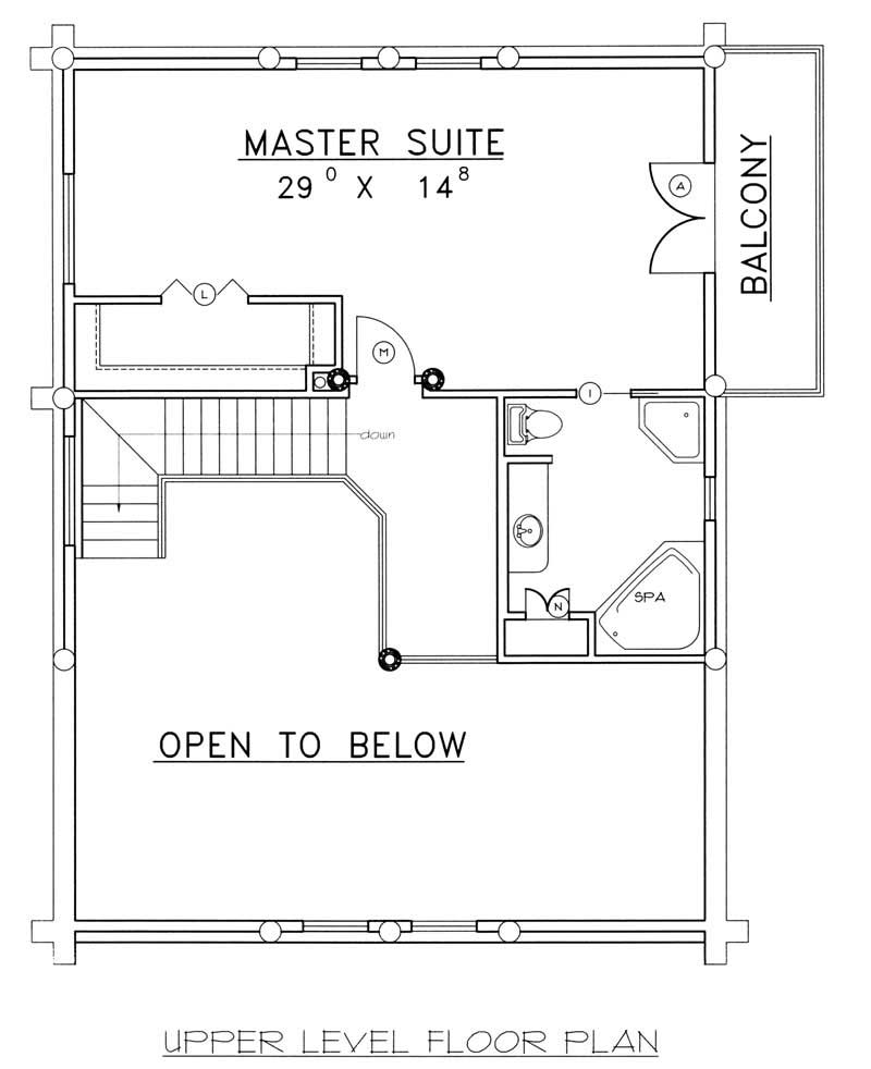 Floor Plan Second Story of Log Cabin Plan #132-1463