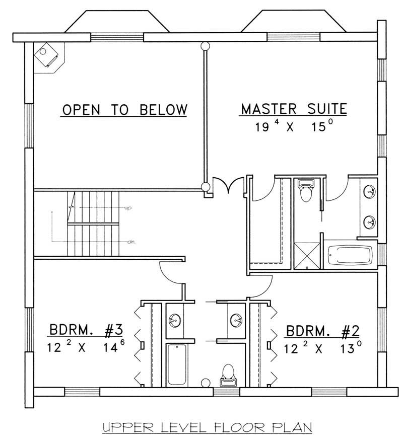 Floor Plan Second Story of Log Cabin Plan #132-1465