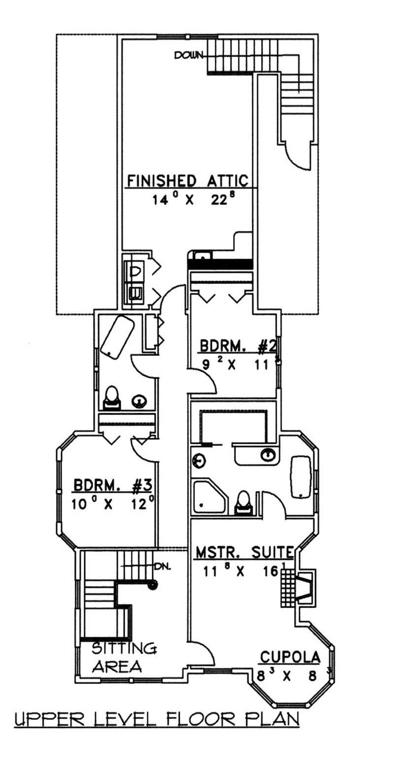 Floor Plan Second Story of Victorian Plan #132-1469