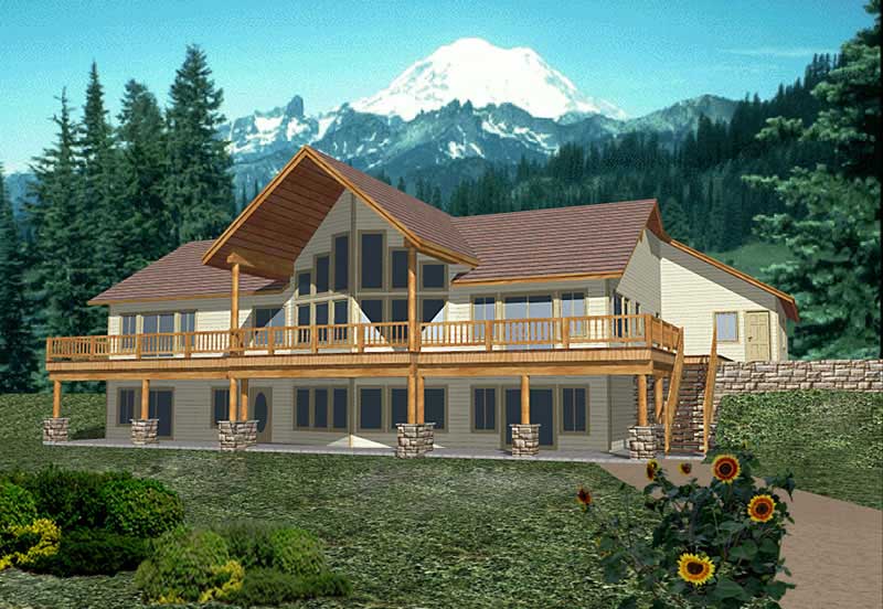 Front Elevation of this Log Cabin House (#132-1470) at The Plan Collection.