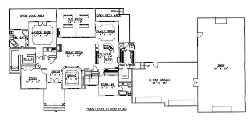 Floor Plan First Story of Ranch Plan #132-1473