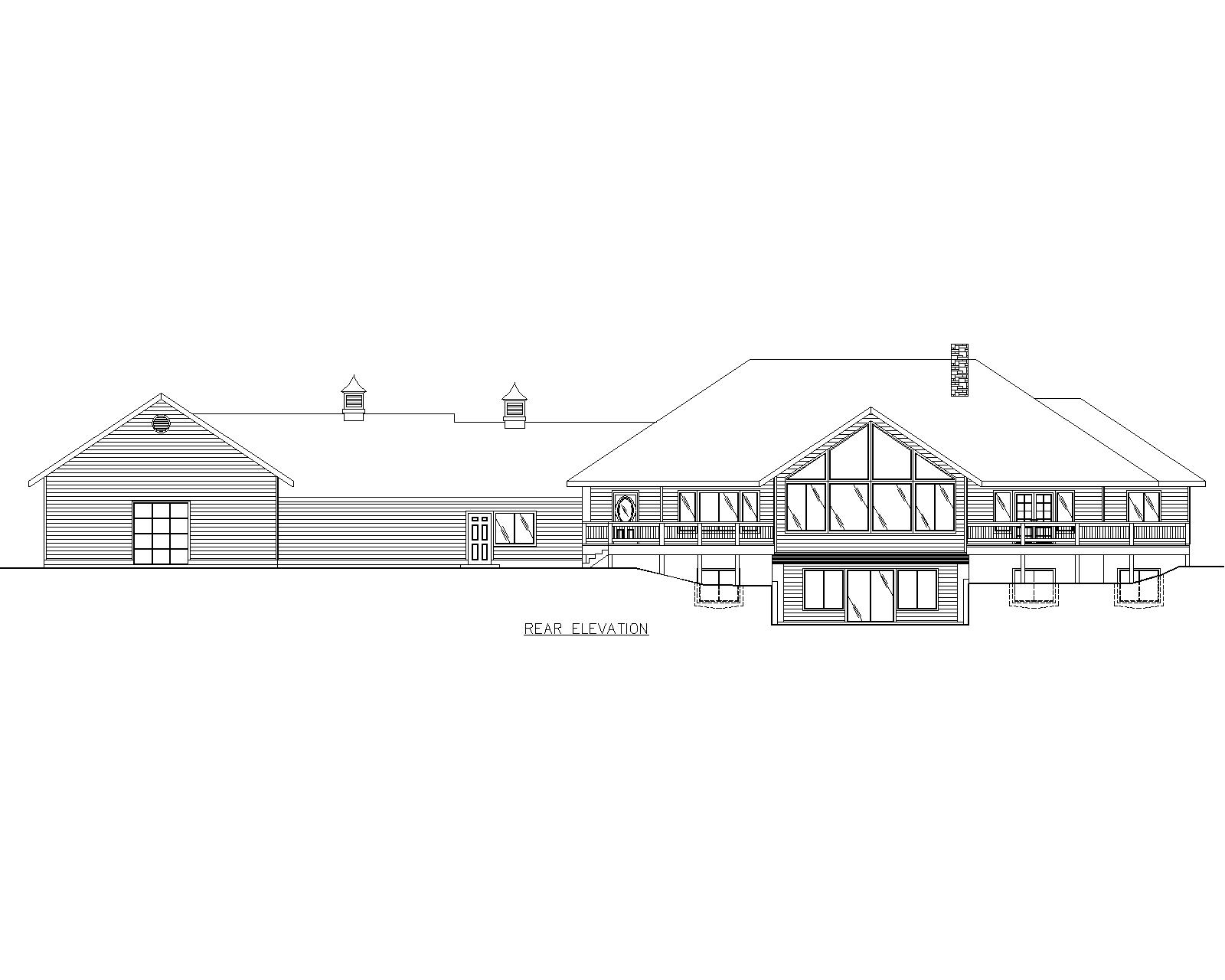 Home Plan Rear Elevation of this 5-Bedroom,5824 Sq Ft Plan -132-1473