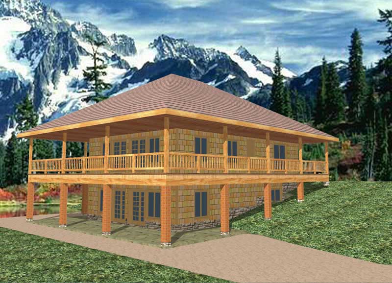 Front Elevation of this Log Cabin House (#132-1475) at The Plan Collection.