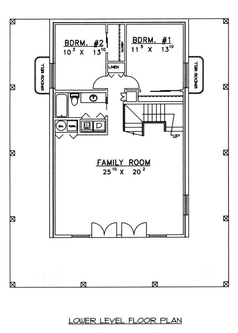 Floor Plan Basement of Log Cabin Plan #132-1475