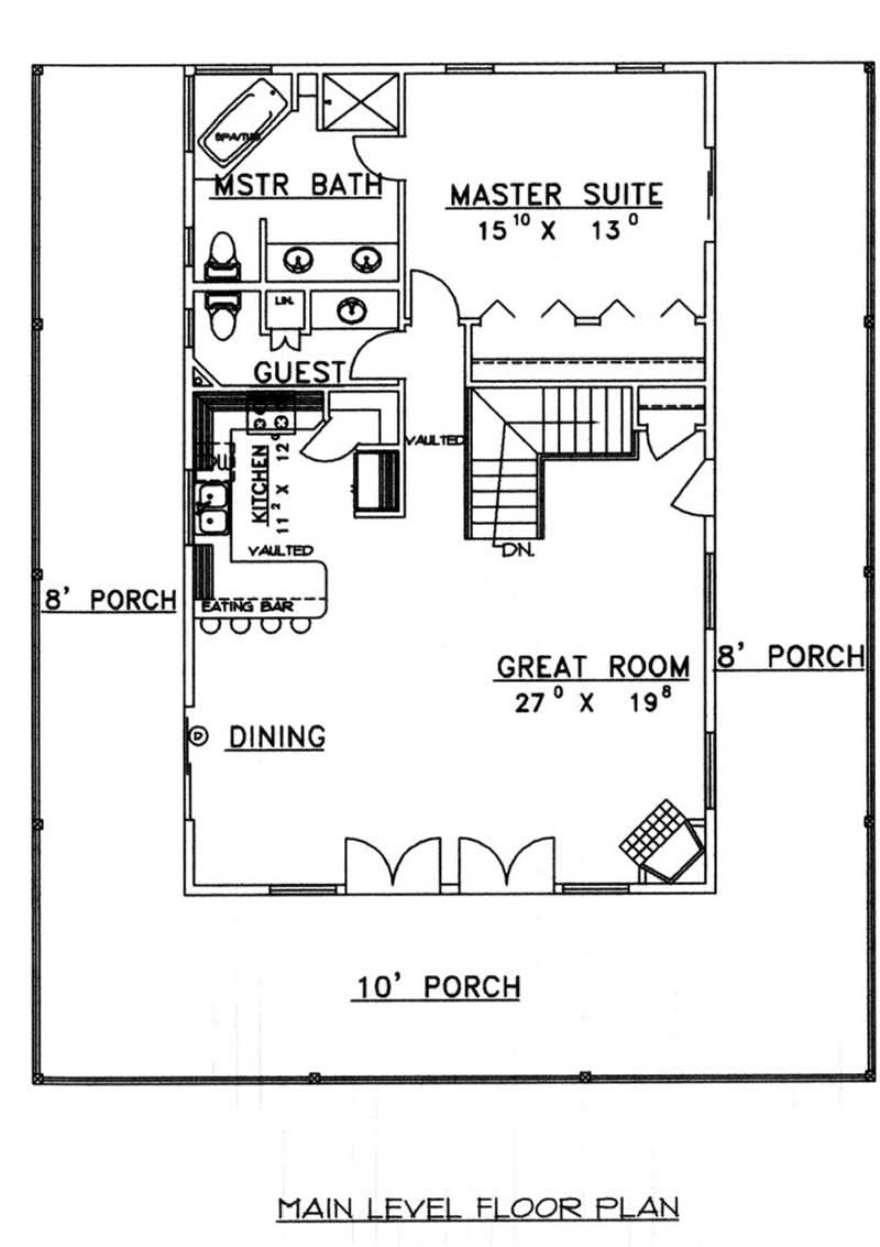 Floor Plan First Story of Log Cabin Plan #132-1475