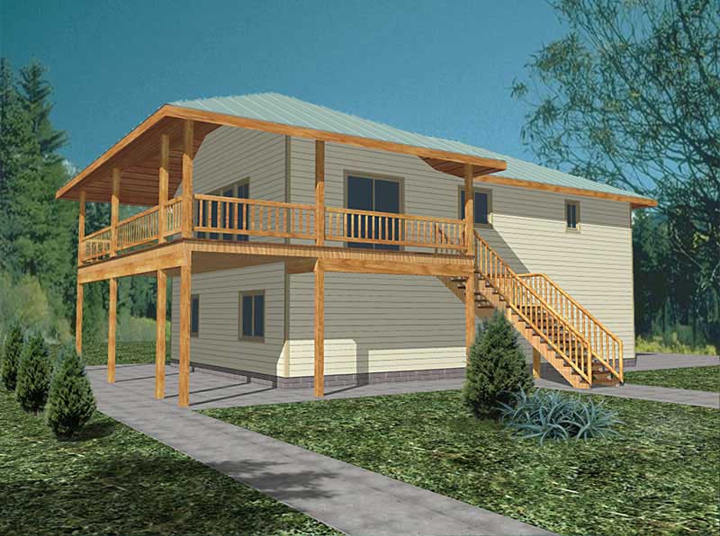 Front Elevation of this Vacation Homes House (#132-1477) at The Plan Collection.