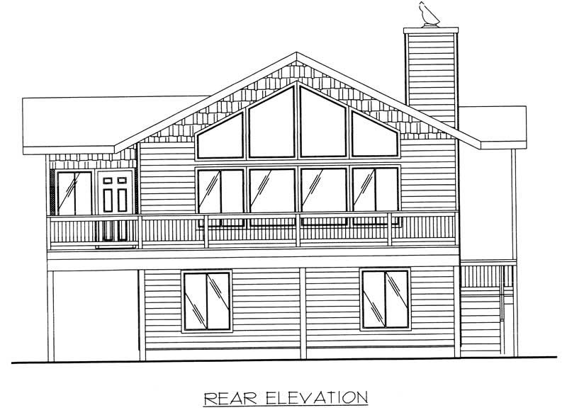 Home Plan Rear Elevation of this 3-Bedroom,1811 Sq Ft Plan -132-1481