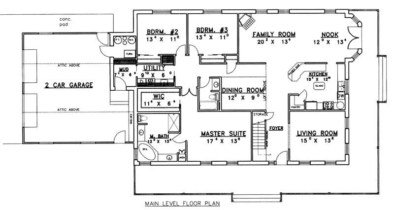 Floor Plan First Story of Concrete Block/ ICF Design Plan #132-1482