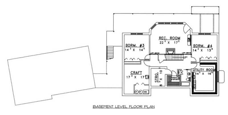 Floor Plan Basement of Concrete Block/ ICF Design Plan #132-1484