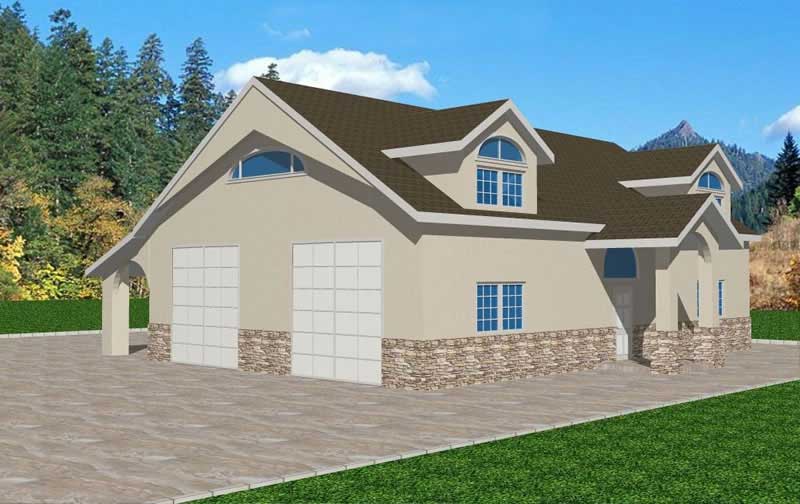 Front Elevation of this Concrete Block/ ICF Design House (#132-1488) at The Plan Collection.