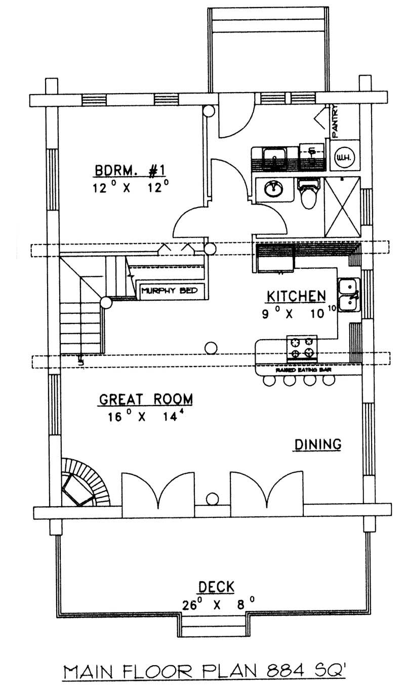 Floor Plan First Story of Log Cabin Plan #132-1492
