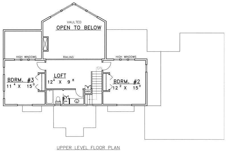 Upper Level of Vacation Homes Plan #132-1493