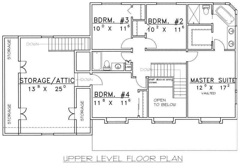 Floor Plan Second Story of Country Plan #132-1494