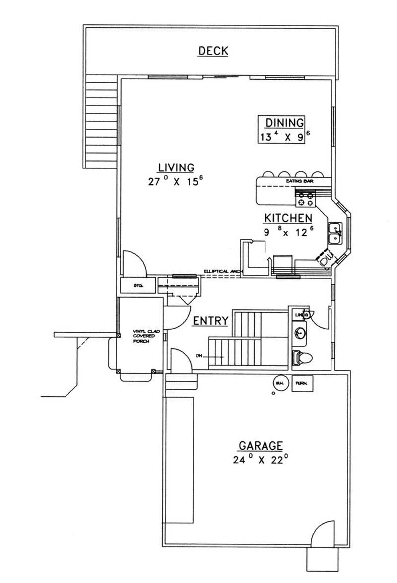 Floor Plan First Story of Country Plan #132-1496