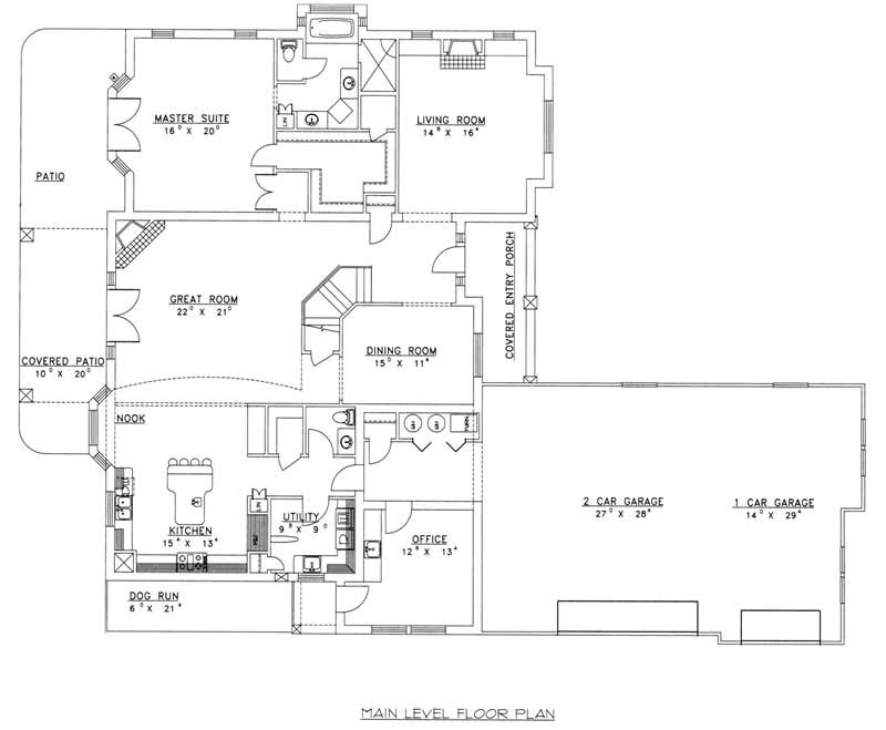 Floor Plan First Story of Concrete Block/ ICF Design Plan #132-1498