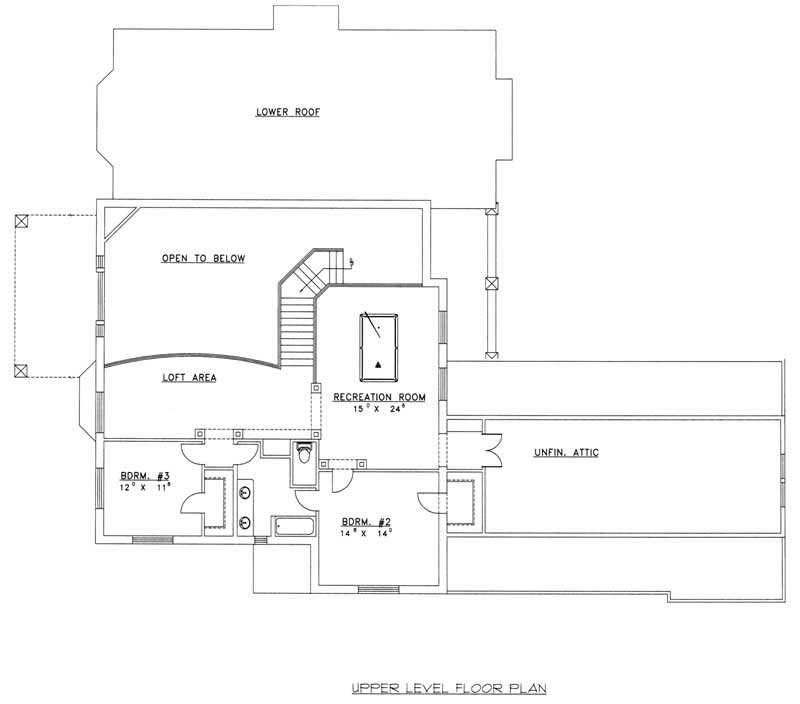 Floor Plan Second Story of Concrete Block/ ICF Design Plan #132-1498