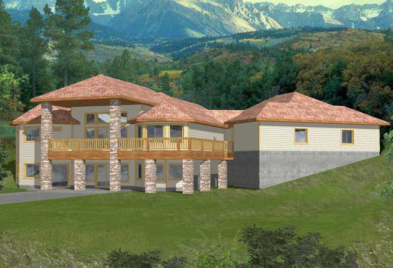 Front Elevation of this Concrete Block/ ICF Design House (#132-1499) at The Plan Collection.