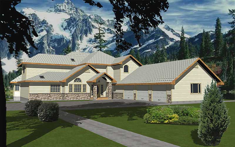 Front Elevation of this Contemporary House (#132-1500) at The Plan Collection.