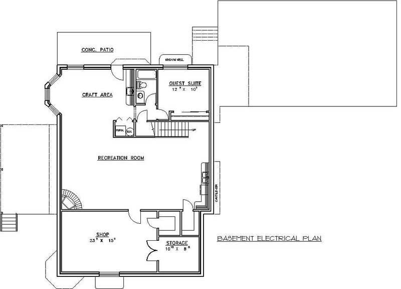 Floor Plan Basement of Contemporary Plan #132-1500