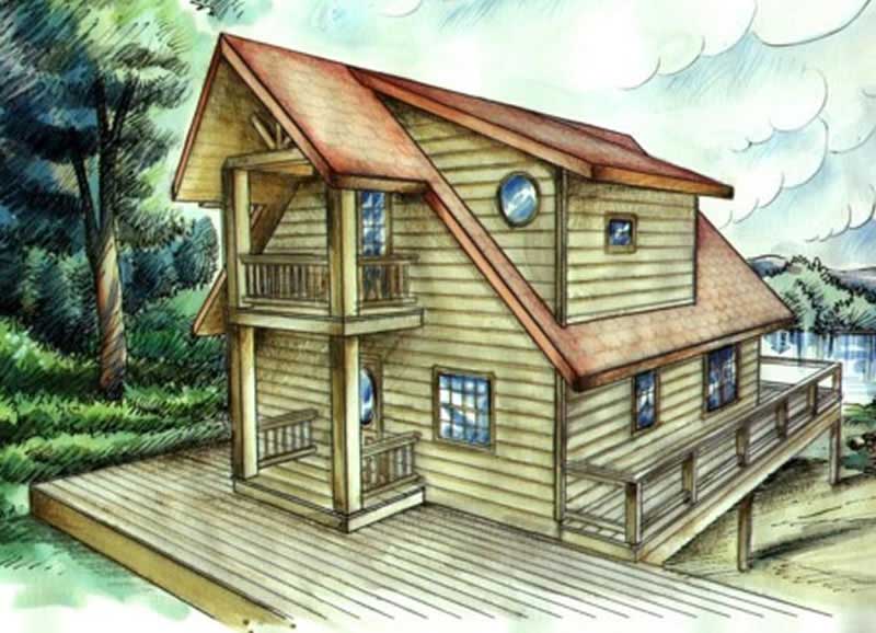 Front Elevation of this Contemporary House (#132-1501) at The Plan Collection.