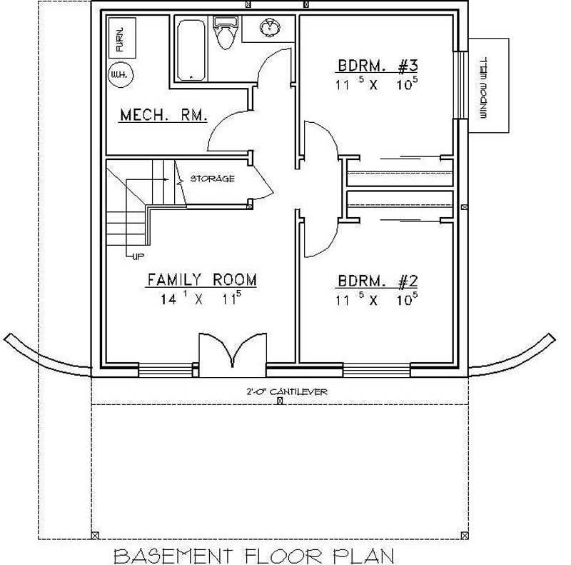Floor Plan Basement of Contemporary Plan #132-1501