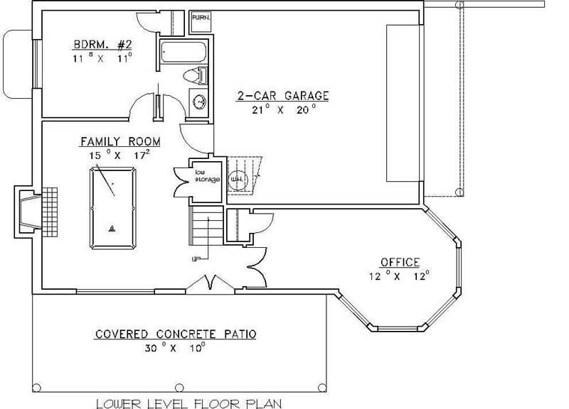 Floor Plan Basement of Ranch Plan #132-1502