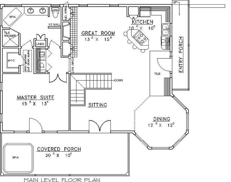 Floor Plan First Story of Ranch Plan #132-1502