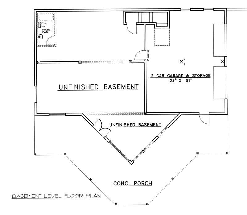 Basement of Log Cabin Plan #132-1503