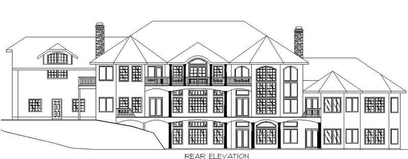 Home Plan Rear Elevation of this 6-Bedroom,8203 Sq Ft Plan -132-1504