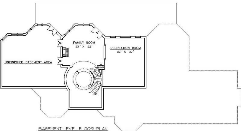 Floor Plan Basement of European Plan #132-1504