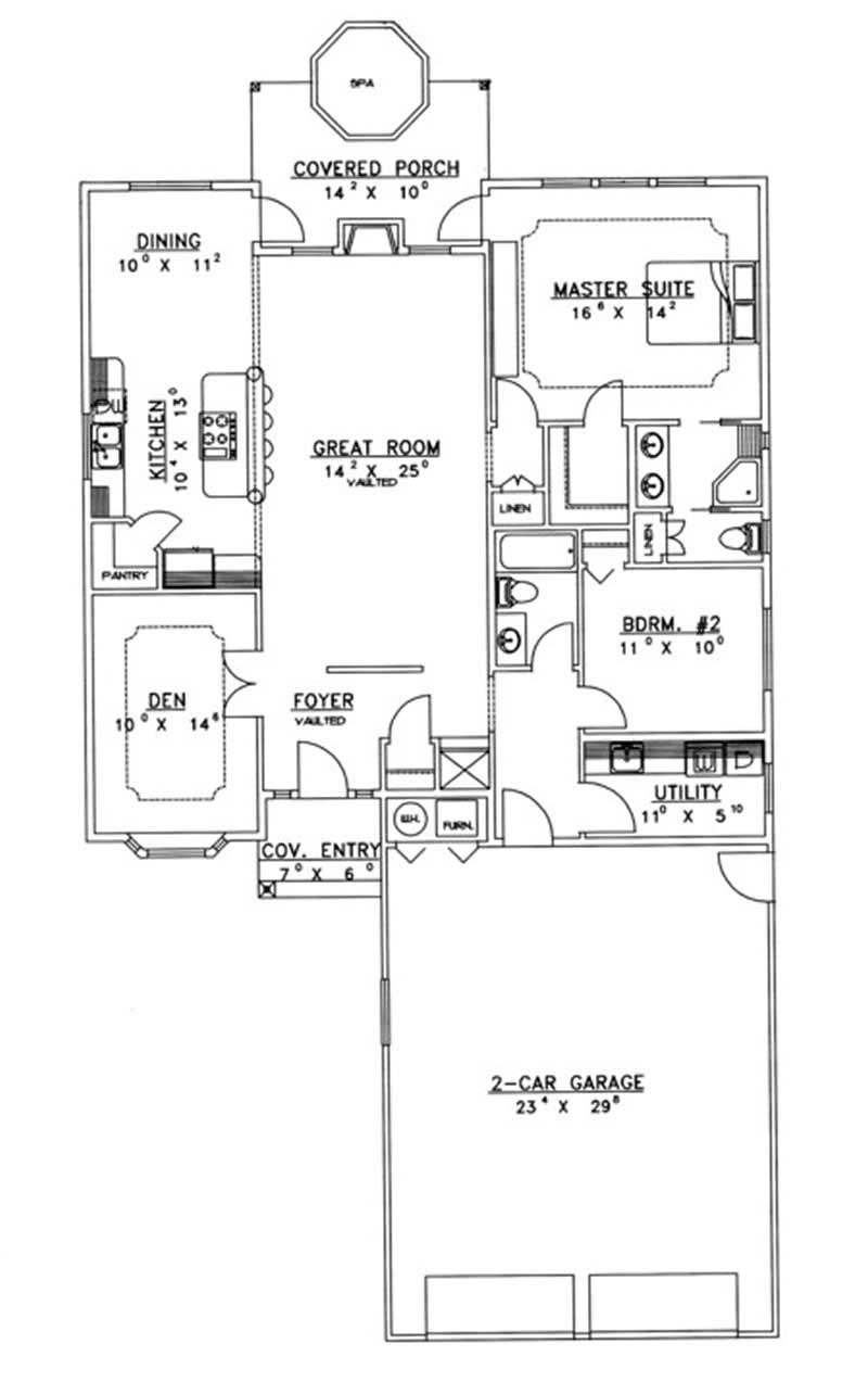 Floor Plan First Story of Vacation Homes Plan #132-1506
