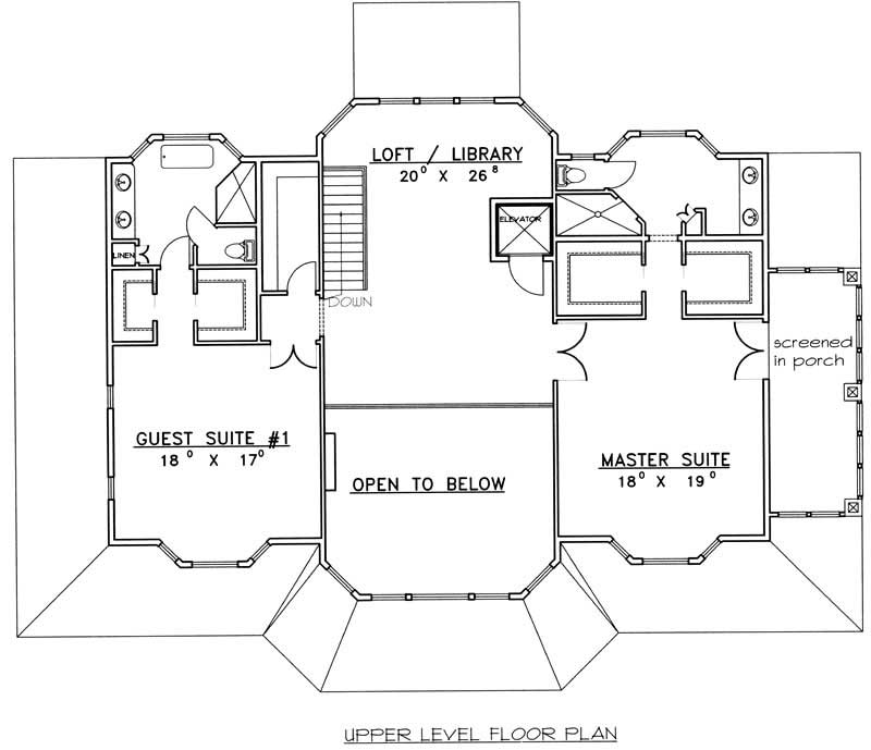 Floor Plan Second Story of Luxury Plan #132-1507