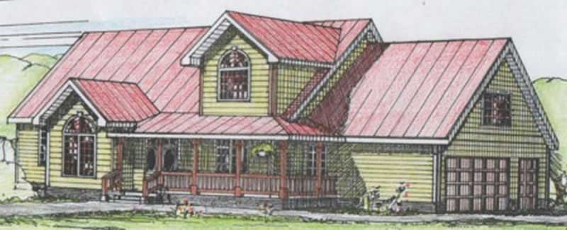 Front Elevation of this Country House (#132-1508) at The Plan Collection.