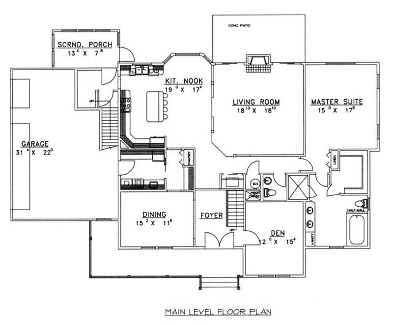 Floor Plan First Story of Country Plan #132-1508