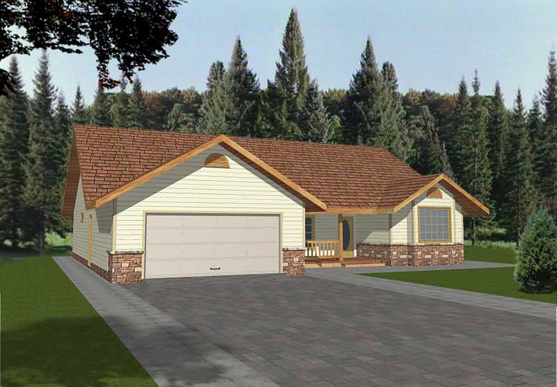 Front Elevation of this Contemporary House (#132-1509) at The Plan Collection.