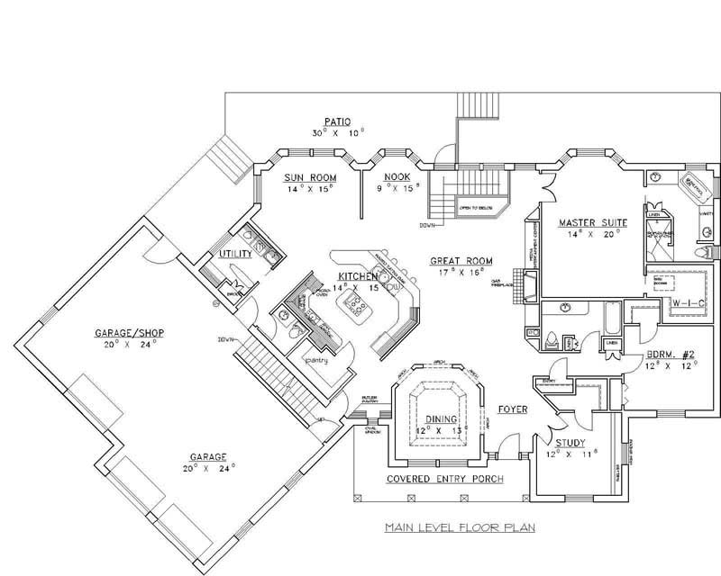 Floor Plan First Story of Ranch Plan #132-1516
