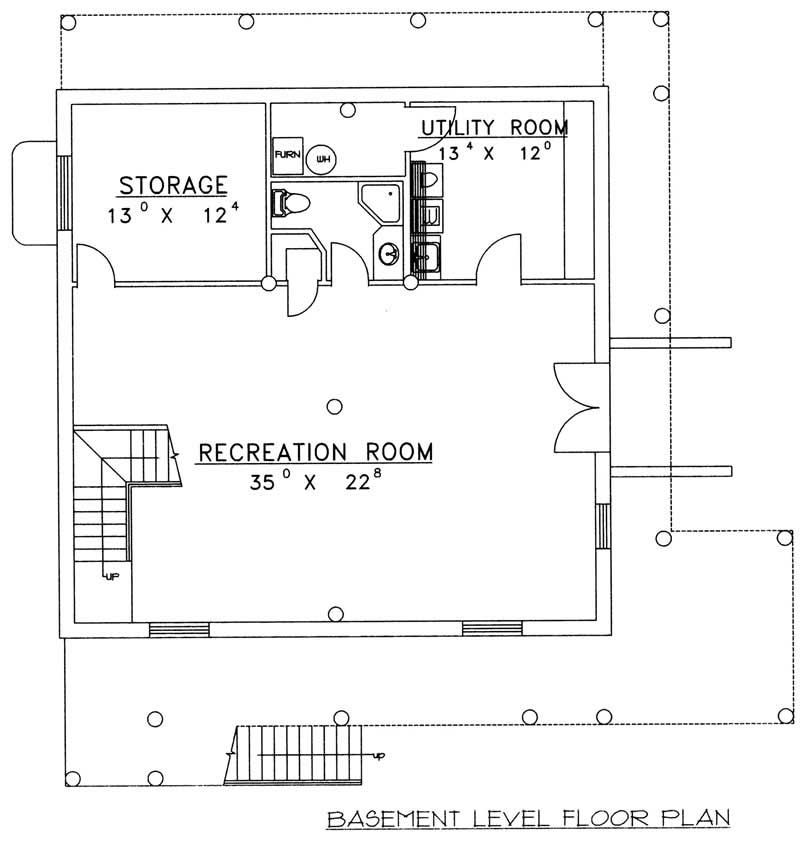 Floor Plan Basement of Log Cabin Plan #132-1519