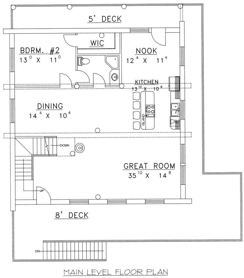 Floor Plan First Story of Log Cabin Plan #132-1519