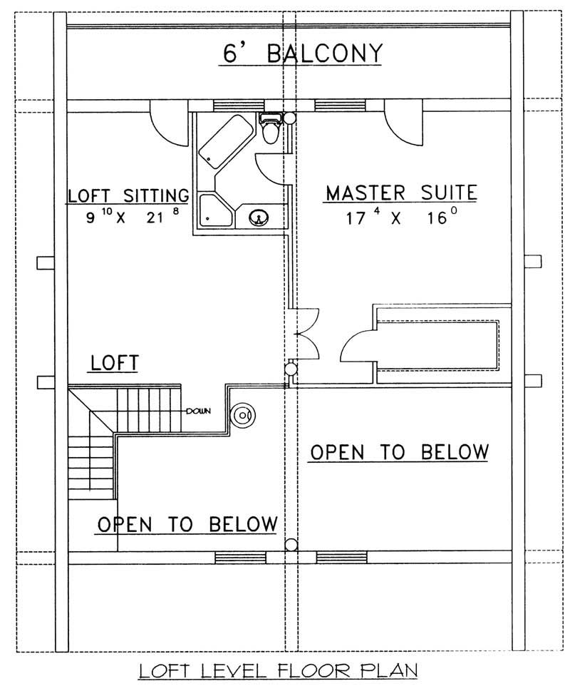 Floor Plan Second Story of Log Cabin Plan #132-1519